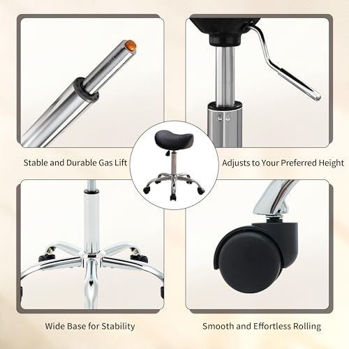 FIRAVOE Saddle Stool Swivel Chair 18-26" Adjustable Height