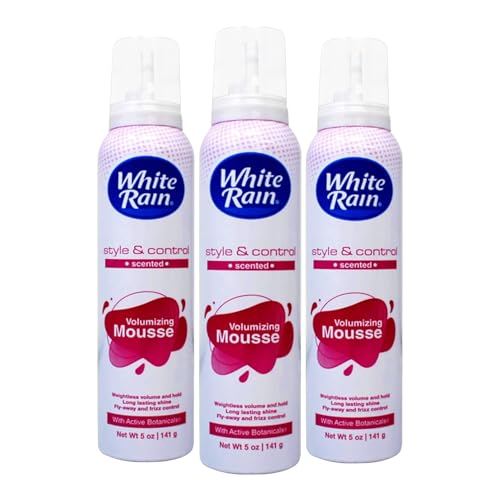 White Rain Volumizing Mousse for Hair Volume - 3 Pack 5 oz Each, Lightweight Styling Volume Hair Mousse for Women, Frizz Control & Root Lift, Fresh Scent