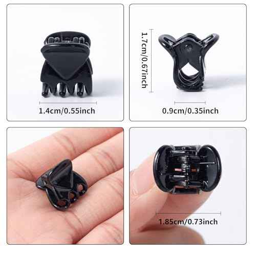 Cobahom 150PCS Extra Small Claw Clips for Thin Thick Hair, Super Mini No-Slip 0.55 Inch Tiny Hair Clips for Hair Styling, Small Hair Accessories for Women Girls, Brown, Black, Clear