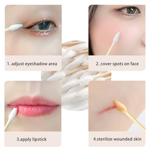 Precision Tip Cotton Swabs with Wooden Sticks - 200 Pack for Makeup & Ear Cleaning