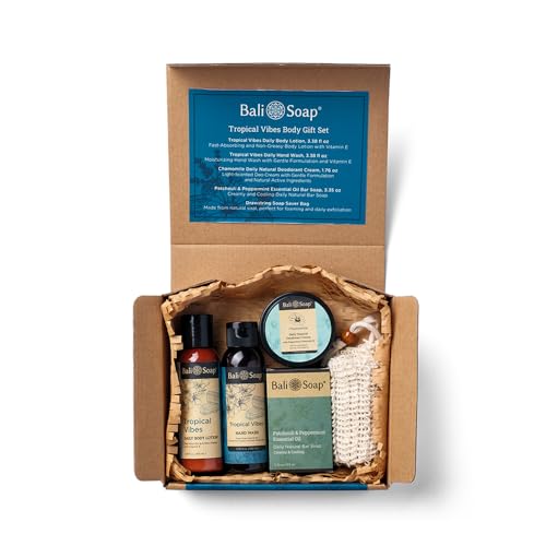 Bali Soap Tropical Vibes Gift Set - 5-Piece Travel Size Body Care Kit with Natural Ingredients for Men & Women