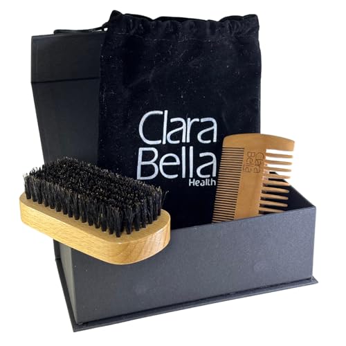 Premium Beard & Mustache Grooming Kit: Boar Bristle Brush & Wide Tooth Comb - Tame & Style Your Facial Hair - Achieve a Flawless Look - for Men - Order Now!