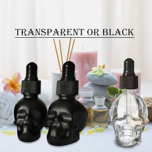 2oz Skull Glass Dropper Bottles Set - Leakproof Essential Oil Storage