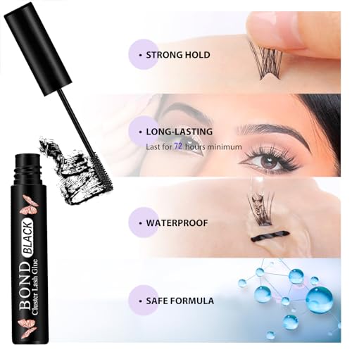 HSKIE Waterproof Lash Cluster Glue Bond & Seal with Remover – Long-Lasting Eyelash Adhesive & Sealant for Clusters