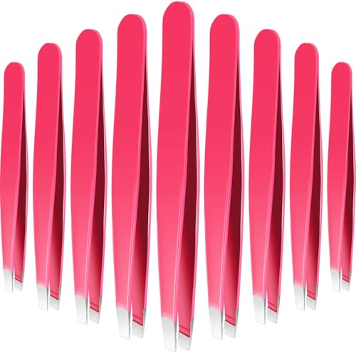 12 Pack Stainless Steel Eyebrow Tweezers Set for Facial Hair Grooming