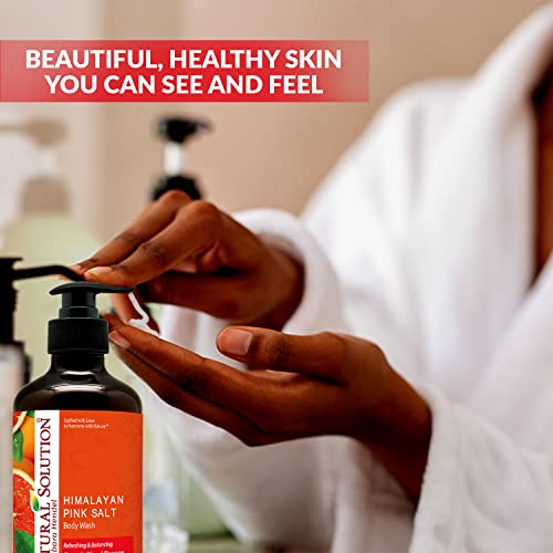 Natural Solution Body Wash, Revitalizes & Refreshing Your Skin, Formulated with Organic Blood Orange Extracts with Himalayan Pink Salt, 17 fl oz/Each ? Pack of 4