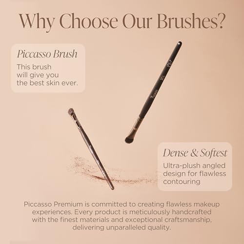 Piccasso 239 Eyeshadow Brush ? Korean Eye Makeup Brush with Soft Goat Hair Bristles, Flat and Rounded Shape for Smooth Base Application and Blending, Essential Eye Shadow Brush for Daily Makeup