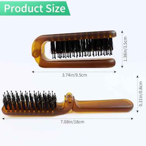 Travel Folding Hair Brush - Portable Pocket Boar Bristle Brush for Men, Women, and Kids - Restore Shine to Thin, Thick, Curly, Straight, Wet, Dry Hair