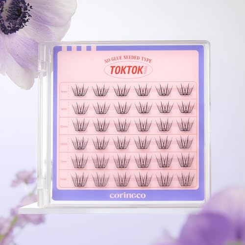 CORINGCO Self-Adhesive False Eyelashes - Natural Look, 9-11mm
