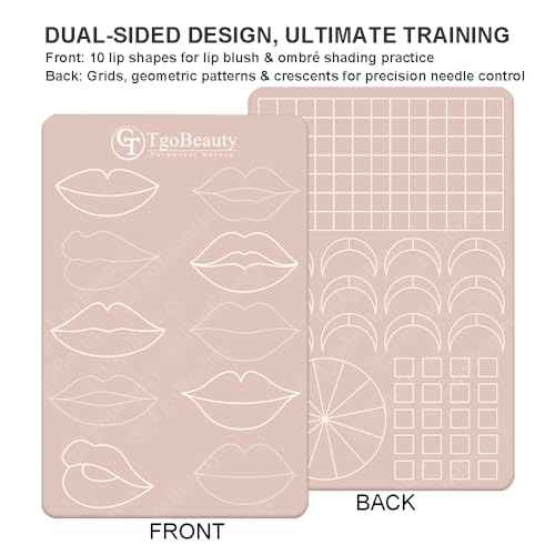 TgoBeauty Realistic Silicone Lip Training Pad with 10 Different Lip Shapes Lip Embroidery Practice Skin for Permanent Makeup (1pc Pink Pad with White Outline)
