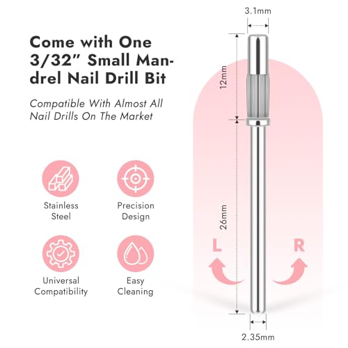 100-Pack Nail Drill Bits Set - 180 Grit Sanding Bands for Efile