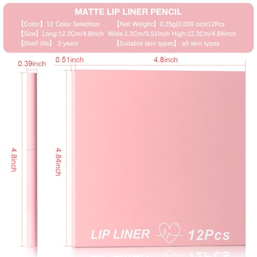 Kaely 12-Color Retractable Lip Liner Set - Matte Velvet Waterproof