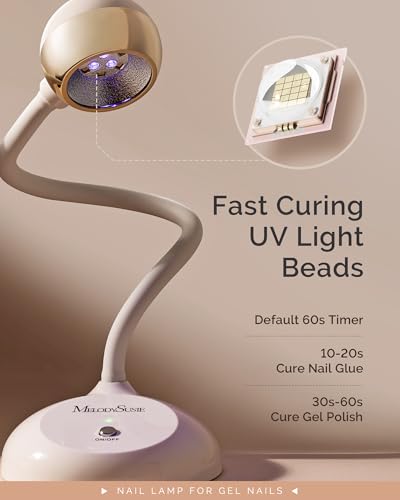 MelodySusie Golden Nail Art Lamp 360° Gooseneck Rechargeable Nail Curing Light