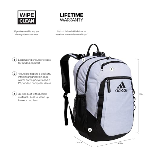 adidas Excel Backpack, Jersey White/Black FW21, One Size