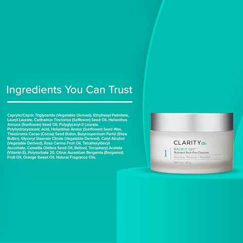 ClarityRx Balm It Off Facial Cleanser, Natural Plant-Based Pre-Cleanser for All Skin Types, Gently Dissolves Makeup, Dirt & Excess Oil (3 oz)