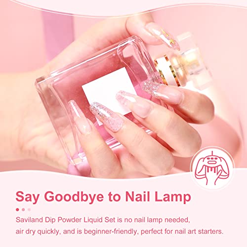 SAVILAND HEMA-Free Dip Powder Liquid Set - 10 Pc Dip Nail Starter Kit