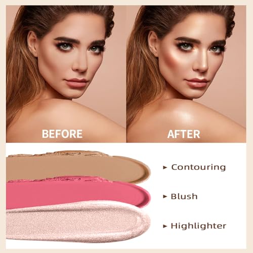 Cream Contour Stick Kit - 3 Pcs Blush, Bronzer & Highlighter