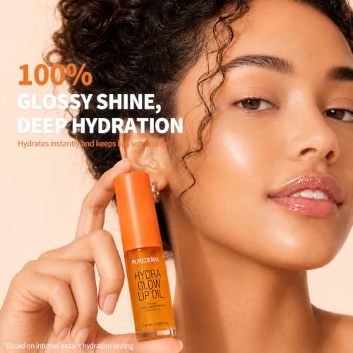 Purederm Hydrating Glow Lip Oil – Non-Sticky Lip Gloss 0.26oz