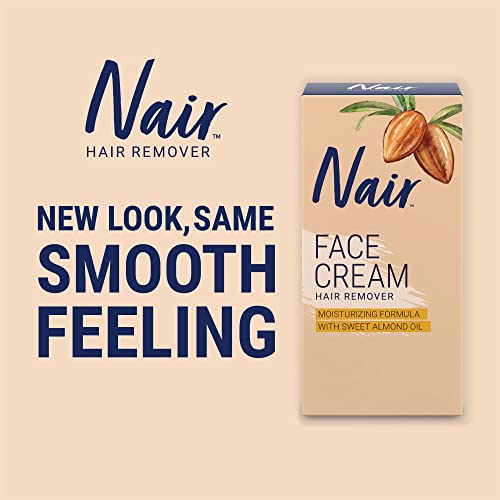 Nair Hair Remover Moisturizing Face Cream, with Sweet Almond Oil, 2OZ (Pack of 2)