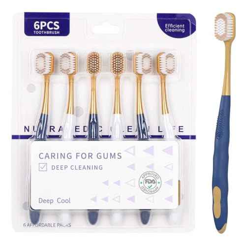 Soft Toothbrushes for Adults, Medium Manual Wider Head Tooth Brush, Good Cleaning Effect for Sensitive Teeth Oral Gum Recession (6 Pack)