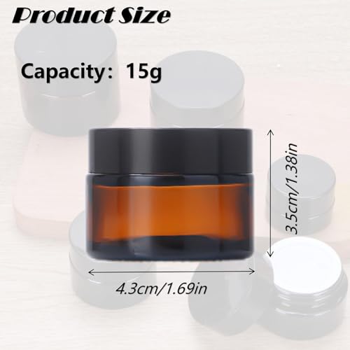 4-Pack Amber Glass Jars 0.5oz for Cosmetics, Creams & Oils