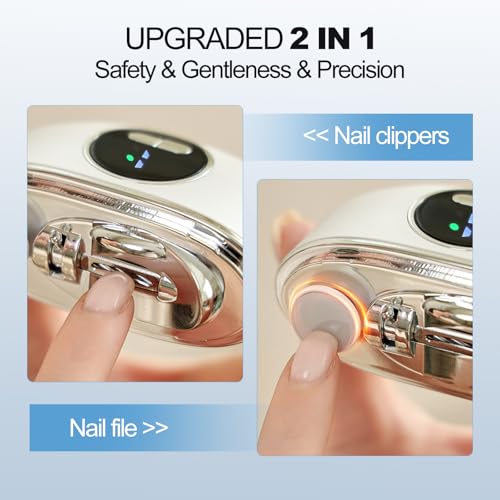 Electric Nail Clipper with Adjustable Blade, LED Light, 3-in-1 Manicure Set for Seniors & Kids