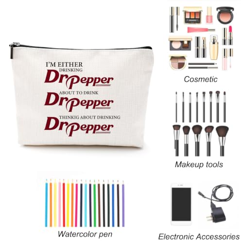 LONGXIN Dr Pepper Themed Makeup Bag - Large 9x7in with Color 1553, Travel Toiletry Organizer