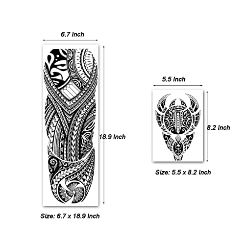 15 Sheets Tempoary Tattoo Sleeves for Men Women - 5 Full Arm Tattoo Sleeves & 10 Half Arm Tattoo Stickers- Realistic Temporary Tattoos for Halloween, Cosplay, and Parties