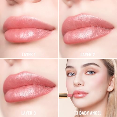 Oulac Light Pink Metallic Lipstick - 3D Shimmer, Hydrating