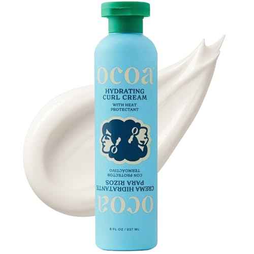 OCOA Beauty Hydrating Curl Cream with Hibiscus, Mango Butter, and Marula Oil - Defines, Moisturizes, Controls Frizz & Protects from Heat - For Curly & Wavy Hair, 8 oz