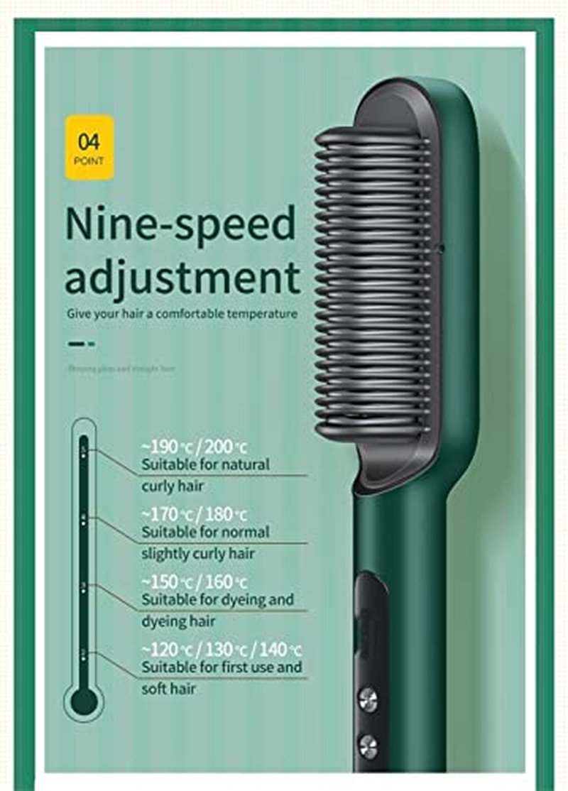 2-in-1 Ionic Hair Straightener Brush with 5 Heat Settings