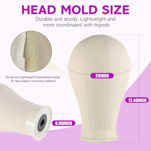 Canvas Wig Head Mannequin with Tripod Stand | Adjustable