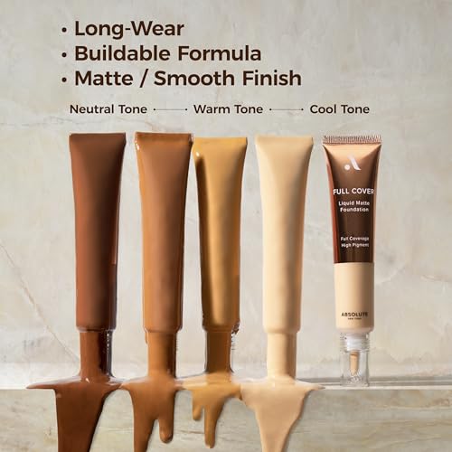 Absolute New York MFFD02 Full Cover Liquid Matte Foundation; Creamy Oil Free Formula with Dropper Tip; Natural Matte Finish