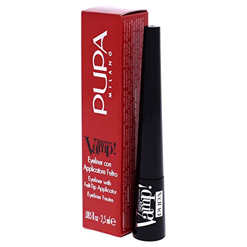 Pupa Milano Vamp! Definition Liner - Eyeliner With Felt Applicator - Matt and Pearly Finishes - Precise, Flawless and Defined Color - Ultra Pigmented - 100 Extra Black - 0.85 Oz