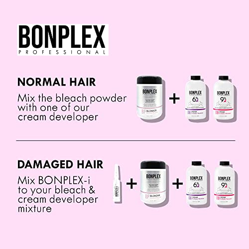 BONPLEX Blonder Bleach Powder | Dust Free | Reduced Odor | Less Scalp Damage | Compact Powder Lightener | Multiple Clear Blonde Results | Strong and Fast Bleach Powder 17.6 oz