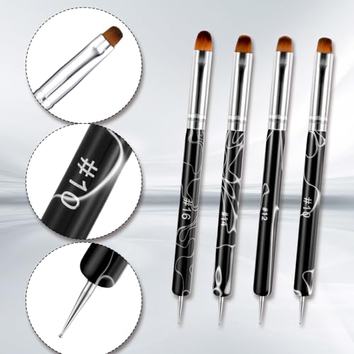 Professional 4-Piece Nail Art Brush Set with Dotting & French Tips, Manicure Tools