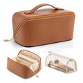 VLANDO Makeup Bag 9.1" Travel Toiletry Organizer Brown