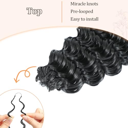 Ajsowju Feather Crochet Hair Extensions 18 Inch 50 Strands 1B Natural Black