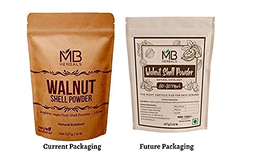 MB Herbals Walnut Shell Powder 8 oz / 0.5 LB 227G | For Natural Face Scrub Soap & Exfoliating Face Mask Formulations Exfoliates Skin Gently - No Silica - 100% Natural