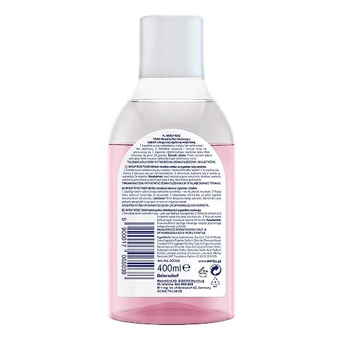 NIVEA MicellAIR Rose Touch Dual-Phase Micellar Cleansing Water 400 ml ? Refreshing Facial Cleanser and Makeup Removal Solution with Rose Water for Everyday Skin Care