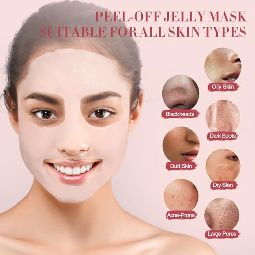 Jelly Mask For Facial Skincare Gift Kits, Peel-Off Hydrating Icy Jelly Mask, Hydrogel Jelly Face Mask Set,Turmeric Vitamin C, Rose & Green Tea,Diy Home Spa Kit - Gift for Him & Her