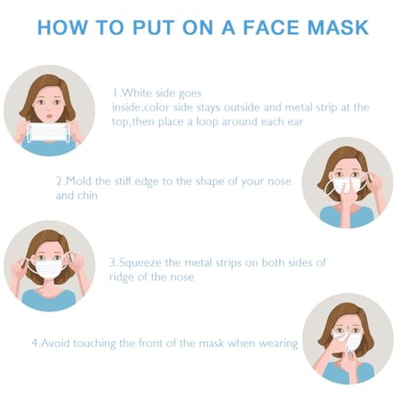 100 Pcs 3-Layer Disposable Face Masks for Adults