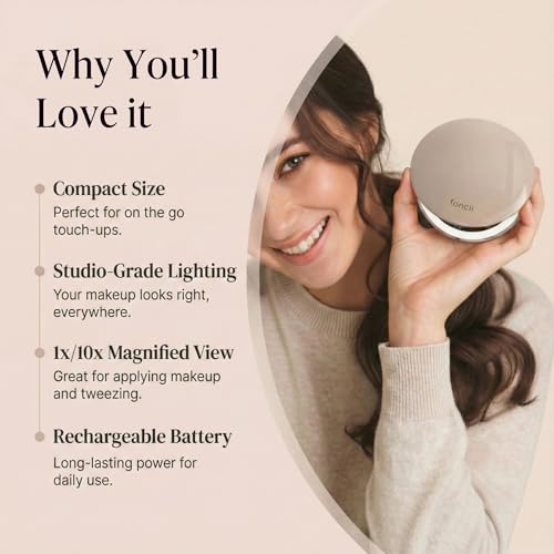 Fancii Mini Taylor LED Magnifying Mirror - 10x/1x Dual, Rechargeable