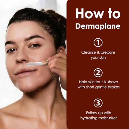 Dermaplane Razor for Women Face, Reusable Dermaplaning Tool, Exfoliating Face Razors for Women, Peach Fuzz Remover, Gently Remove Fine Facial Hair for Smoother Skin, 3 Pack