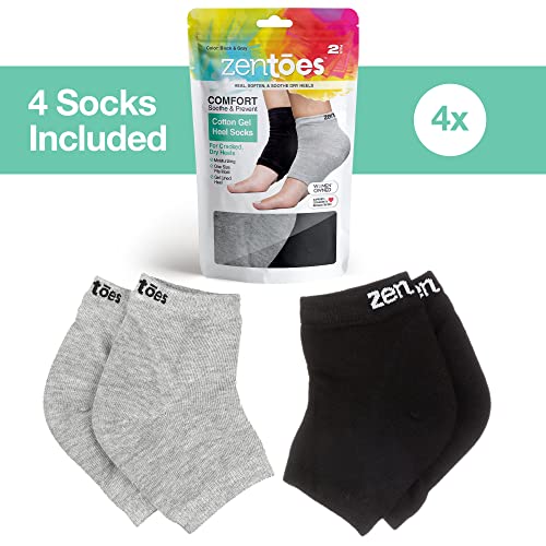 ZenToes Men's Moisturizing Gel Sleep Socks for Dry Cracked Heels (2 Pairs)