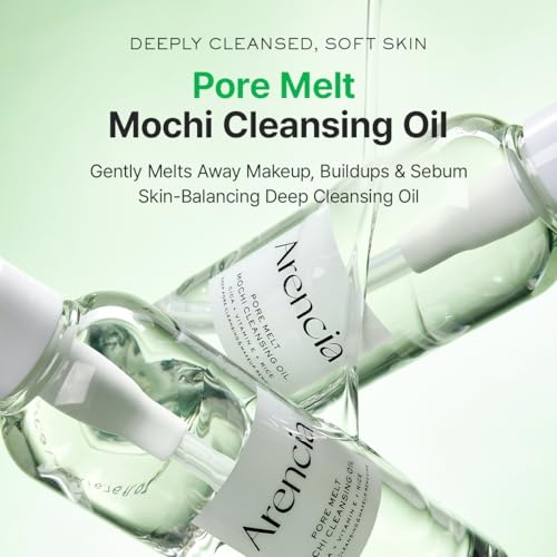 ARENCIA Pore Melt Mochi Makeup-Removing Cleansing Oil, Non-Comedogenic, Rice Amino Acids HD, Vitamin E, Cica, & Ceramide, 6.76 fl oz (Pack of 2)