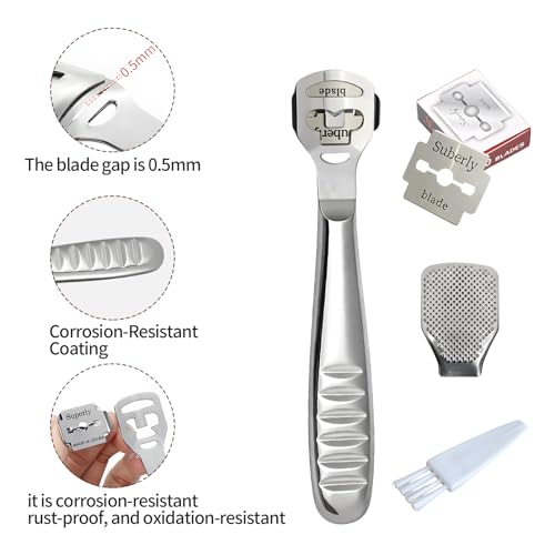 Stainless Steel Callus Shaver and Foot File Kit - Ergonomic Foot Care Tool