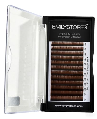 Brown Eyelash Extensions 0.05mm, Mixed 8-14mm, C Curl