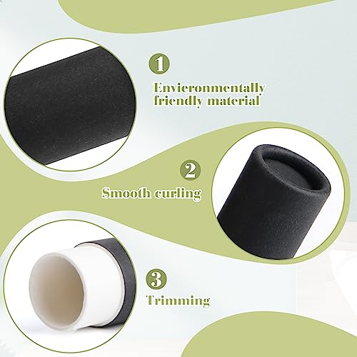 20Pcs 7g Paperboard Lip Balm Tubes Lipstick Containers Round Refillable Kraft Containers for Solid Ointment Deodorant Sample Vial DIY Cosmetic Storage,Push-Up Style,Black