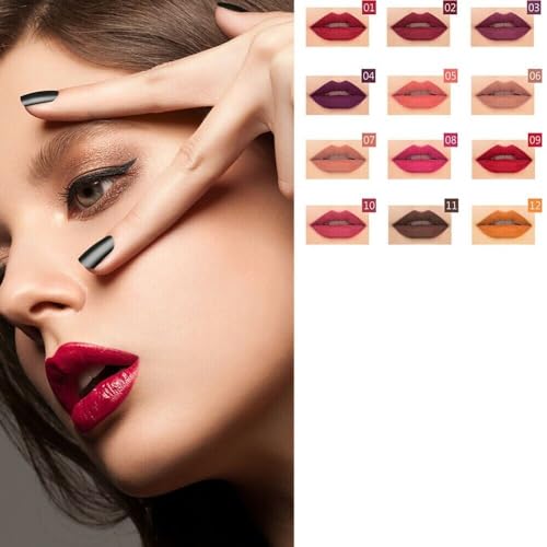 12-Piece Lip Liner Set - Long Lasting Waterproof Matte